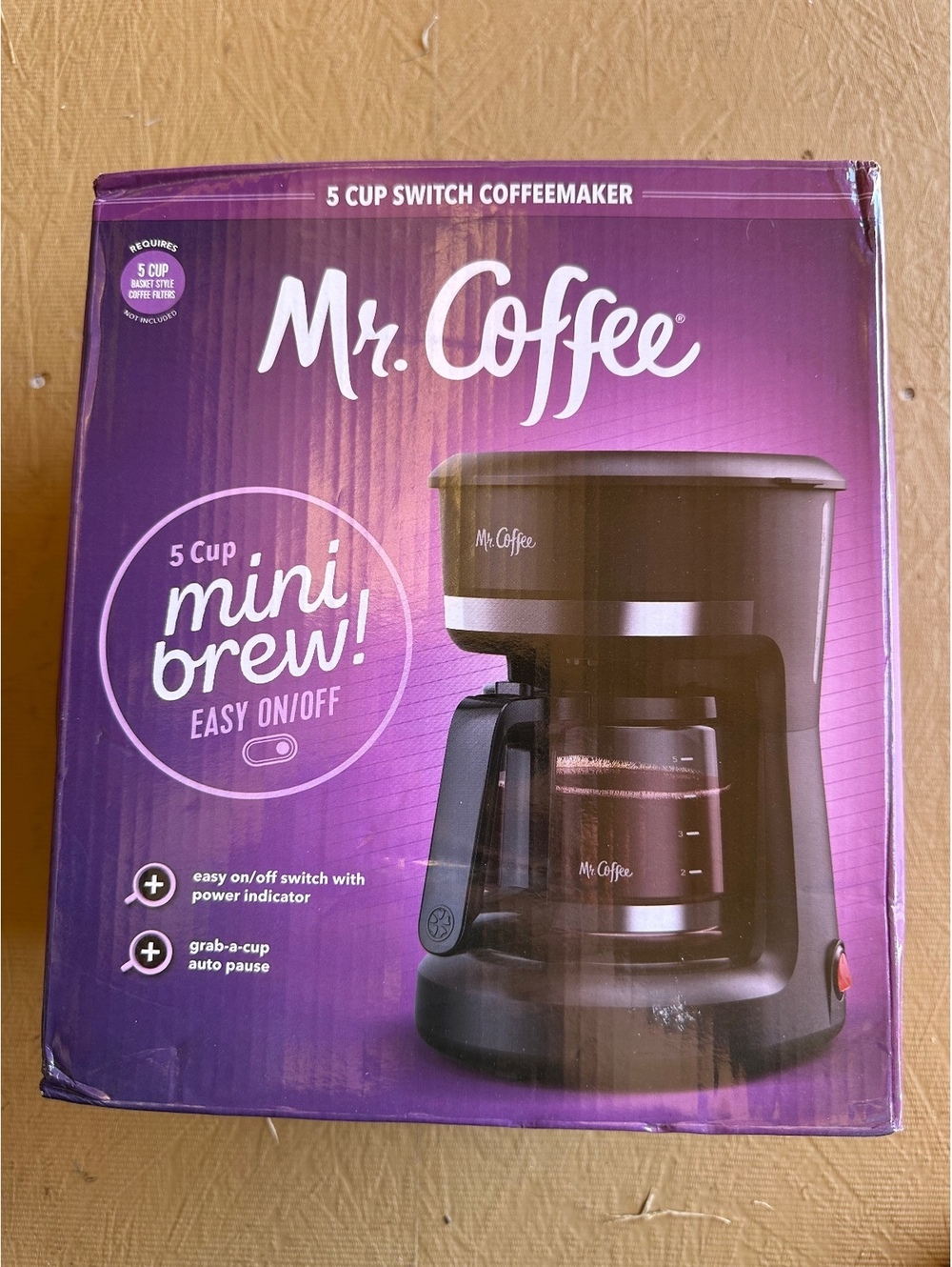 Mr. Coffee 5 Cup Mini Brew Coffeemaker with Easy On/Off Switch and Power Indicta